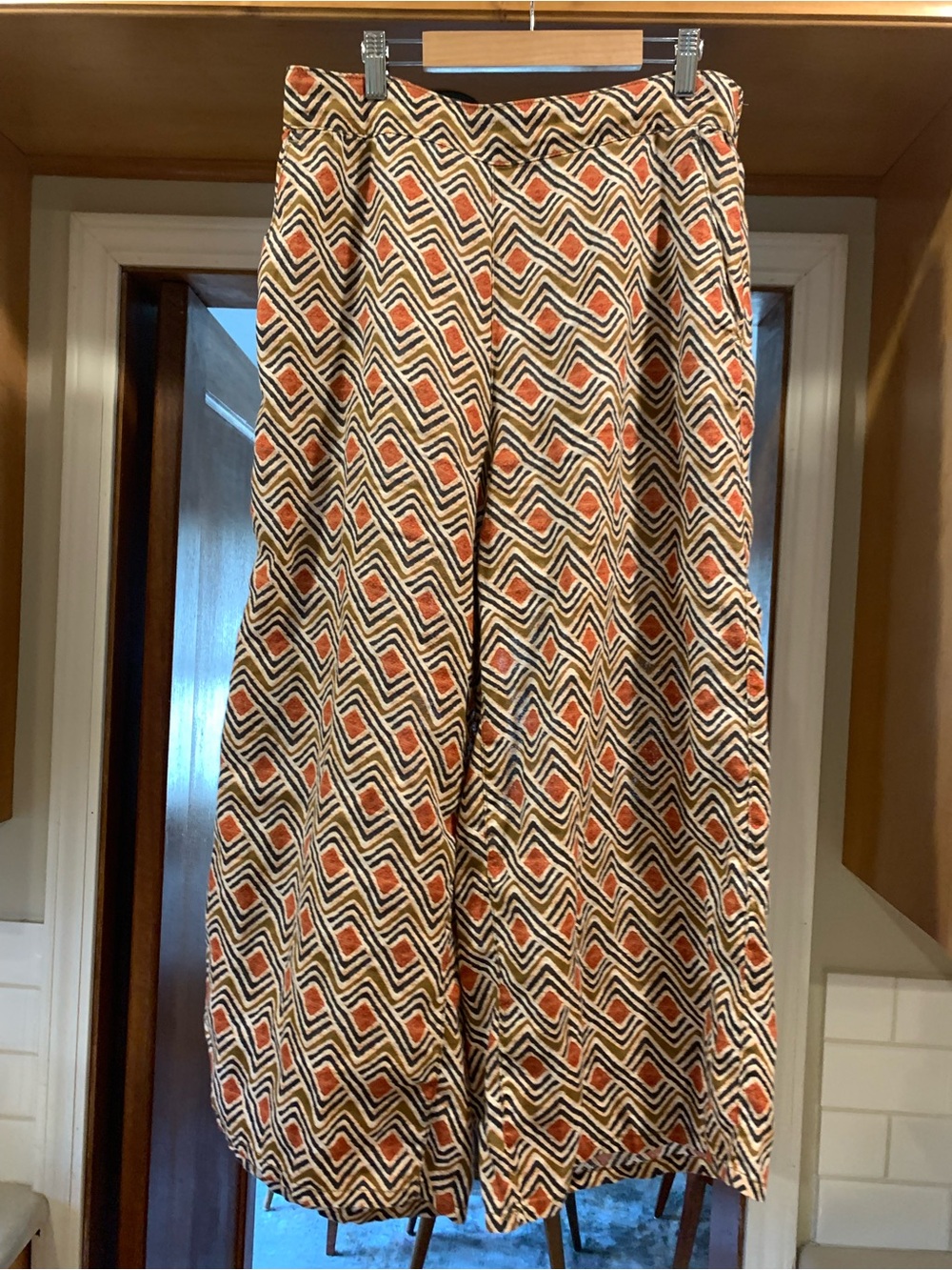 Tahari Linen Midi Skirt in Black, Orange, Cream, Olive